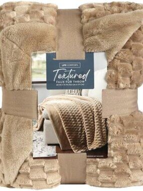 Life Comfort Decorative Premium Mixed Yarn Throw Blanket - 60x70 Inch Beige